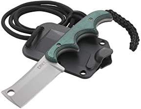 CRKT Minimalist Cleaver Outdoor Survival Fixed Blade Knife with Sheath: Stainless Steel Plain Edge Blade, Micarta Handle, 2383