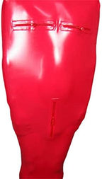 Red Full Body Latex Sleeping Bag Chest Crotch and Back Zipper Body Bag Open Nose Rubber Sleep Sack