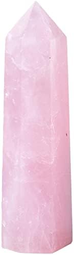 Natural Rose Quartz Obelisk Tower Large Healing Crystal Wand Point 6 Faceted Reiki Chakra Meditation Therapy 1-1.5 LBS