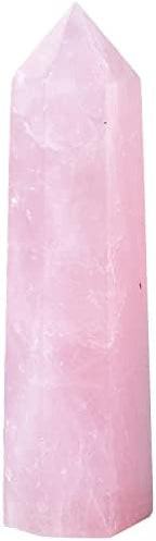 Natural Rose Quartz Obelisk Tower Large Healing Crystal Wand Point 6 Faceted Reiki Chakra Meditation Therapy 1-1.5 LBS