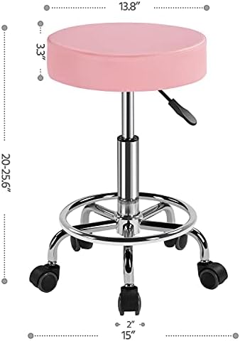Yaheetech Adjustable Massage Bed 2-Section Folding Spa Beds Salon Bed Massage Couch with Salon & Spa Stool Massage Therapy Table Adjustable Chair Swivel Stools Pink