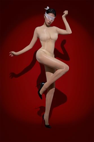 Unisex Women Men Sexy 8D Ultrathin Oil Shiny Chest Seamless Bodystocking Glossy Silky Sheer Bodysuit Catsuit