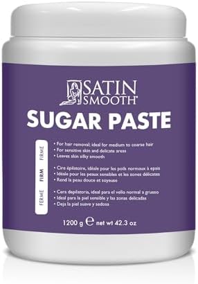 Satin Smooth Firm Sugar Paste – Natural Sugaring Hair Removal for Sensitive Skin, Bikini & Delicate Areas, 42.3 oz