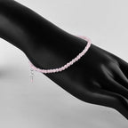 YANARA Natural Gemstone Micro Beads Dainty Simple Bracelet Jewelry for her Birthstone, Energy Crystals, Silver Plated Chain 8 inch Thoughtful Gifts For Her
