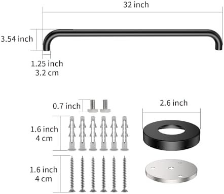 2 Pack 32 Inch Black Shower Grab Bars, ZUEXT Stainless Steel Bathroom Wall Grab Bar Handle, Shower Balance Bar, Safety Hand Rail Support,Handicap Elderly Senior Assist Bath Grab Handle(1.25" Diameter)
