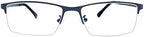 Half Rim Reading Glasses Mens Womens Blue Metallic Frame Readers Eyewear Spectacles