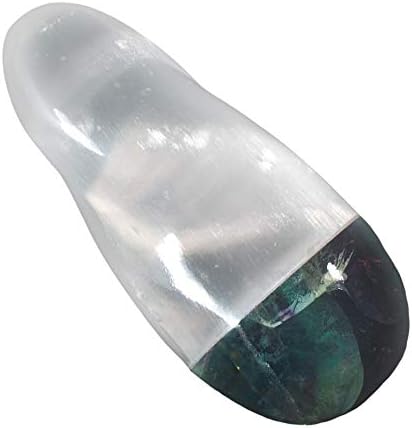 CrystalAge Selenite & Rainbow Fluorite Spiral Wand ~ 60 x 25mm