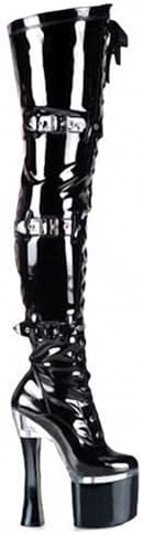 High Heels 20cm Lace Up Belt Buckle Knee High Boots