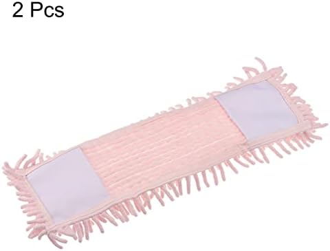 MECCANIXITY Chenille Microfiber Mop Replacement Heads 39x12cm for Wet/Dry Mop Floor Cleaning Pads, Pink Pack of 2