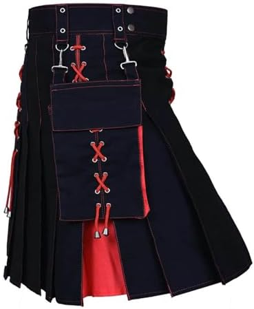 Men's Utility Kilt Scottish Traditional Style Skirt High Waist Plaid Pleated Skirt Mens Modern Gothic Kilts Skirt