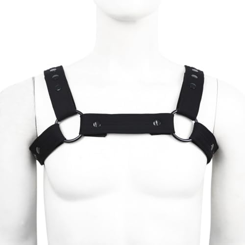 Men's Neoprene Chest Harness with Elastic Shoulder Straps Halloween Costume Belt
