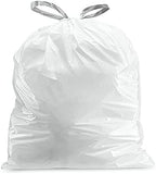 Plasticplace Custom Fit Trash Bags, Compatible with Simplehuman Code R (100 Count) White Drawstring Garbage Liners 2.6 Gallon/ 10 Liter 16.5" x 18"