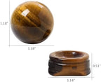 Natural Tiger's Eye Ball with Stone Stand, Healing Crystal Sphere for Home Fengshui Yoga Meditation, Reiki Energy Balancing 1.18”(30mm)
