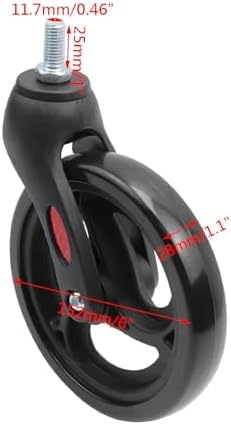 Wealrti 2 Pcs 6 Inch Black Front Wheels Replacement with Front Fork Drive Solid Wheelchair Front Castor Wheelchair Rollers(6 Inch)