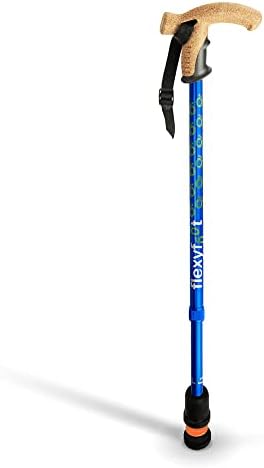 Flexyfoot Shock Absorbing Cork Handle Telescopic Walking Stick - Improves Safety, Improves Grip, Reduces Shocks & Jarring