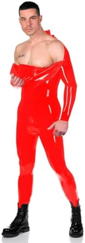 Double Shoulder Zipper Jumpsuit for Men, Full Body,100% Latex, Tight, Rubber Catsuit Costume