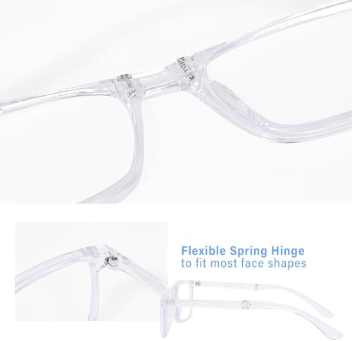 OPTOFENDY Folding Reading Glasses for Women Men, Small Spring Hinge Readers, Portable Blue Light Glasses with Zipper Case