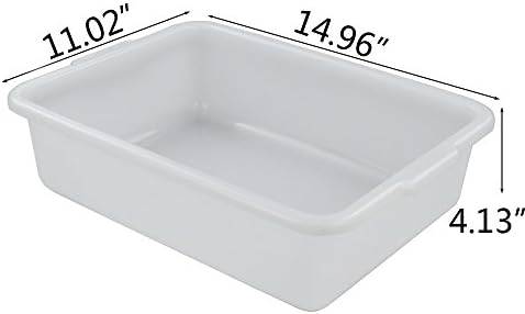 8 L White Small Bus Tub/Box, Small Rectangle Wash Basins, 4-Pack