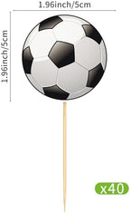 Hooqict 40Pcs Soccer Cupcake Toppers Soccer Ball Birthday Cake Topper Decorations Cupcake Picks for Kids Boys Men Sports Theme Birthday Party Decorations Game Day Party Supplies