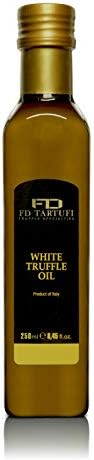 FD TARTUFI White Truffle Oil 250 ml (8.45fl oz) Gourmet Food Seasoning | Dressing - Made in Italy | Extra Virgin Olive Oil | Kosher | Vegetarian - non gmo