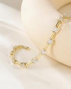 TIGRADE 14K Gold Plated Bracelet for Women Dainty Cubic Zirconia Adjustable Link Chain Bracelets for Lover Mom Friends Size 6.5-7.5 Inch