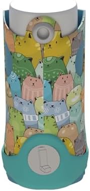 Inhaler Holder - for Ventolin & Shorter Style Inhaler - Vegan Leather - Adults & Kids Asthma Inhaler Case with Eyelet for Keychain/Lanyard - Handmade (Shorter, Perky Felines)