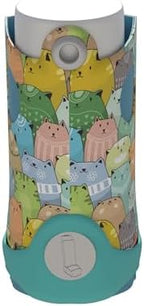 Inhaler Holder - for Ventolin & Shorter Style Inhaler - Vegan Leather - Adults & Kids Asthma Inhaler Case with Eyelet for Keychain/Lanyard - Handmade (Shorter, Perky Felines)