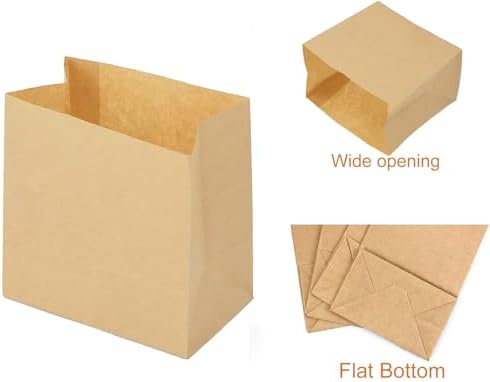 Small Brown Paper Bags for Snacks,50 Pack,Greaseproof Kraft Paper Bags,Recyclable,and Biodegradable,Small Brown Paper Wrappers Popcorn,Cookies,Fries,Crafts