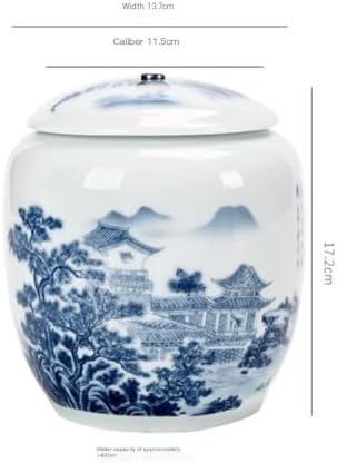 Airtight Tea Container Blue and White Porcelain Bulk Tea Storage Container Jar Household Large Sealed Set Single Ceramic Tea Caddy