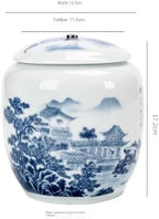 Airtight Tea Container Blue and White Porcelain Bulk Tea Storage Container Jar Household Large Sealed Set Single Ceramic Tea Caddy
