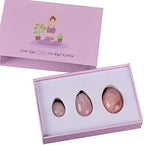 Natural Rose Quartz Yoni Egg Set Jade Egg Massage Stone for Women Body Exercise Train,Vaginal Muscle Firming Kegel Exercise Crystal Massage Balls Relax,Drilled Egg with Box