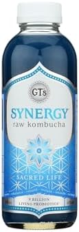 SYNERGY LIVING FOODS Organic Sacred Life Kombucha – Raw Fermented Tea Drink – 16 fl oz Bottles – Pack of 12 – Vegan, Gluten-Free, Probiotic Beverage