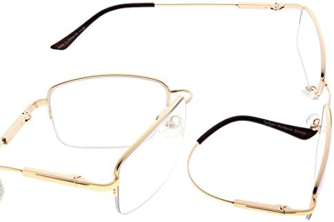 Eyekepper Half-Rim Progressive Readers 3 Levels Vision Multifocus Glasses Anti UV Reading Glasses Men Bendable Memory Frame (1.50)