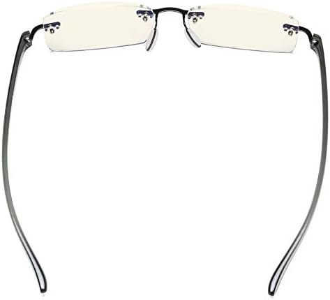 CessBlu Computer Reading Glasses for Men Women Blue Light Filter Anti Glare UV Ray Protection Rimless Reader Eyeglasses