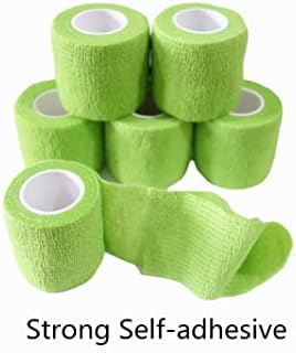 6 Pack 2" x 5 Yards Self Adhesive Bandage Wrap Breathable Cohesive Vet Wrap for Pets, Elastic Self-Adherent Tape for Sports, Wrist, Ankle (Green)