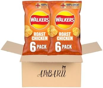 AMBARII Walkers Roast Chicken Flavored Potato Crisps, 25g Bags, 12 Count Multi-Pack