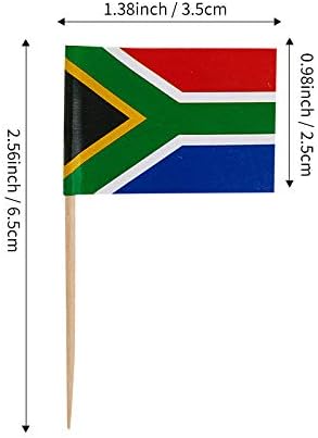 JAVD CYPS 100 Pcs South Africa Flag South African Toothpick Flags, Small Mini Stick Cupcake Toppers South African Flags,Country Picks Party Decoration Celebration Cocktail Food Bar Cake Flags
