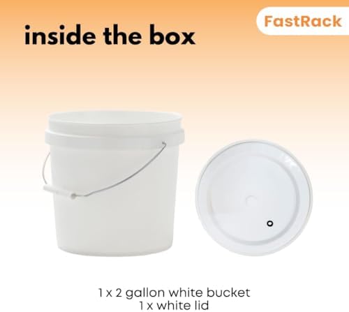 FastRack 2 Gallon Fermentation Bucket with Lid | BPA-Free Food-Grade Plastic | HDPE Brew Bucket with Handle & Grommeted Lid | Ideal for Beer, Wine, Mead, Cider & Food Storage