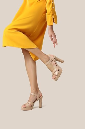 Platform High Heels for Women Strappy Chunky Heels Sandals for Women Open Toe Block Heeled Sandals with Ankle Strap Summer Dress Shoes
