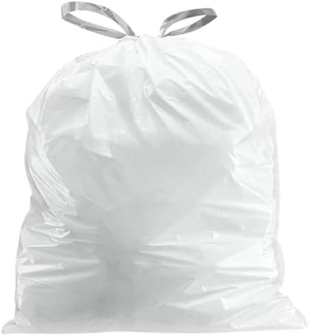 Plasticplace Custom Fit Trash Bags, Compatible with simplehuman Code R (200 Count) White Drawstring Garbage Liners 2.6 Gallon/ 10 Liter 16.5" x 18"