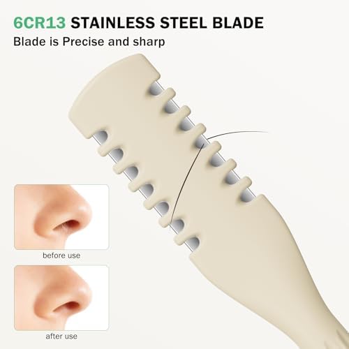 BEZOX Manual Nose Hair Trimmer (Pack of 4) - Rotating Nasal Hair Razor Cutter with Ear Picker for Women and Men - Portable Nostril Hair Remover Tools