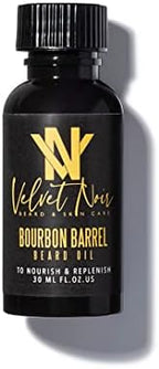 Velvet Noir Beard & Skin Care | Moisturizing Beard Oil - Bourbon Barrel (Vanilla & Sandalwood) - Great for a Dry Beard or Patchy Beard, Coarse & Curly Facial Hair, 1oz.