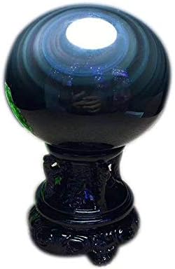 StoneStory Black Obsidian with Colored Eye Healing Crystal Natural Rock Crystal Quartz Gemstone Sphere Ball 1 Piece 60mm (Black Obisidian Rainbow Eye, 2.36")