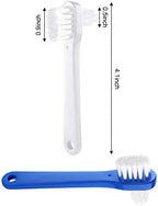 Patelai 6 Pack Denture Cleaning Brush Dual Head Portable Denture Toothbrush Hard Double Sided Multi-Layered Bristles False Teeth Toothbrush for Care Clean Clear Brace Mouth Guard(Blue White,Flat)