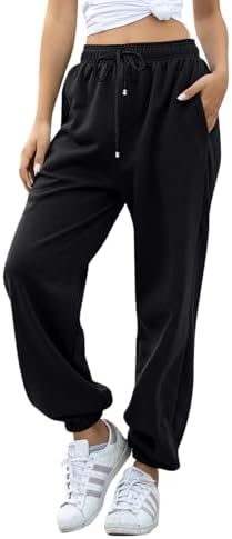Womens Cinch Bottom Sweatpants Pockets High Waist Sporty Gym Athletic Fit Jogger Pants Lounge Trousers