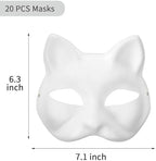XIPEGPA Therian Masks White Paper Cat Masks to Painted Animal Cosplay Facemask Masquerade Mask Costume Prop for DIY Painting