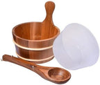 Astarama Sauna Bucket and Ladle, Handmade Cedar Wooden Hot Tub Barrel Sauna Natural Sauna Spa Accessory Bath Accessories Supplies