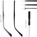 TEHAUX 1 Pair Metal Glasses Arms Replacement, Eyeglasses Arms Legs Replacement Temple - Glasses Repair Kit with Screws for Frame Leg Women Men DIY Eyeglass, Black