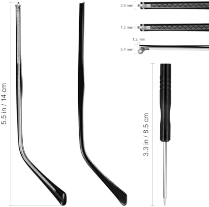 DOITOOL 1 Pair Metal Glasses Replacement Temple, Eyeglass Arms Legs Replacement, Glasses Repair Kit Universal Glasses Arm Replacement Legs for Glasses, Sunglasses, Black