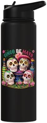 Cinco De Mayo Mexican Skulls Fiesta Party Stainless Steel Insulated Water Bottle
